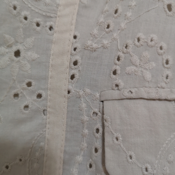 🌟HP!!!🌟Rare VINTAGE MANGO SUIT Gorgeous Summer Jacket with chikan work fabric. - Picture 6 of 14